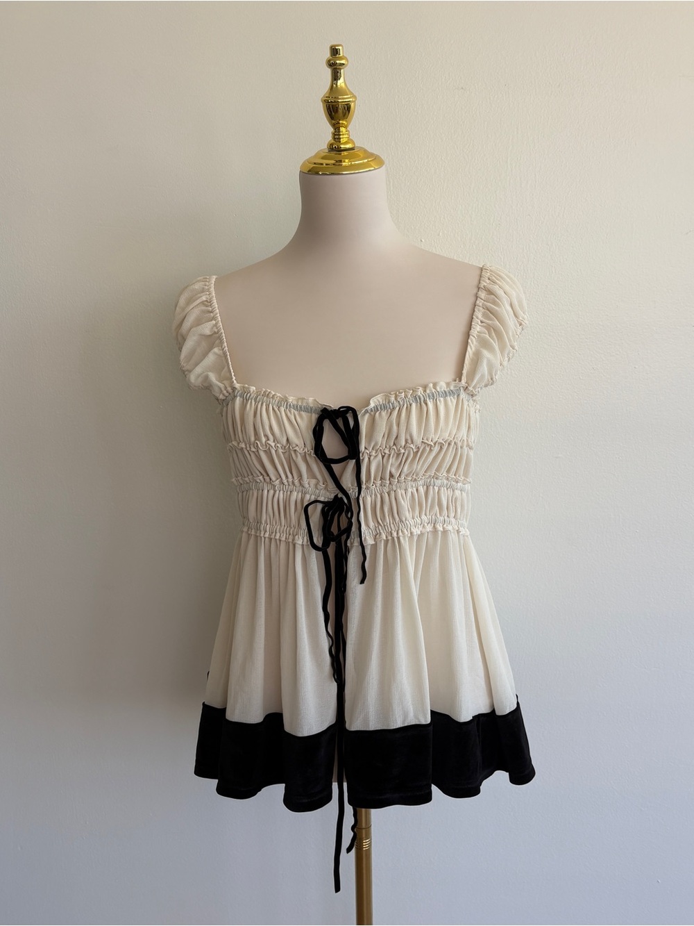 Kimchi Blue cream and black babydoll top